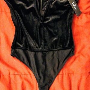 Lulus Black Velvet Bodysuit